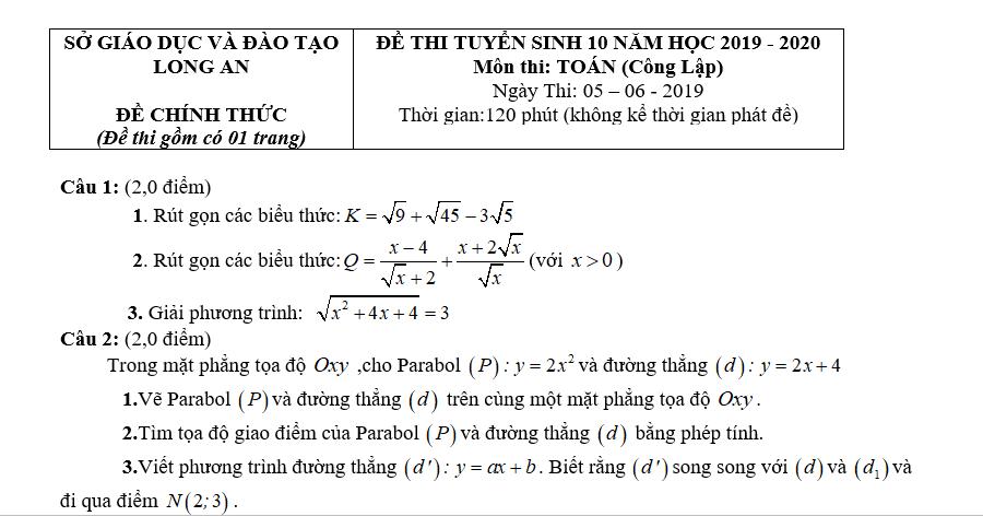 đề thi tuyển sinh lớp 10 môn toán 2023