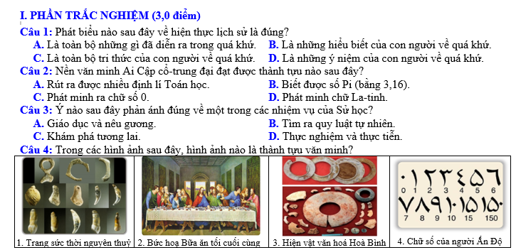 ĐỀ KIỂM TRA GIỮA HỌC KỲ 1 môn sử  NĂM HỌC 2022 – 2023