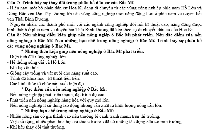 ĐỀ CƯƠNG ÔN TẬP THI HỌC KỲ II MÔN ĐỊA LÝ 7