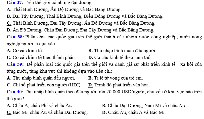 ĐỀ KIỂM TRA HỌC KÌ I MÔN ĐỊA LÍ LỚP 7