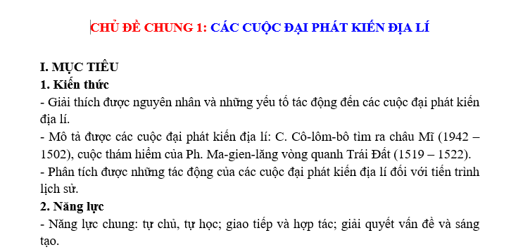 CHỦ ĐỀ ĐỊA LÝ 7 CÁC CUỘC ĐẠI PHÁT KIẾN ĐỊA LÍ