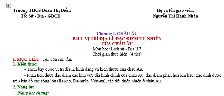 GIÁO ÁN ĐỊA LÝ 7 HỌC KÌ I HAY