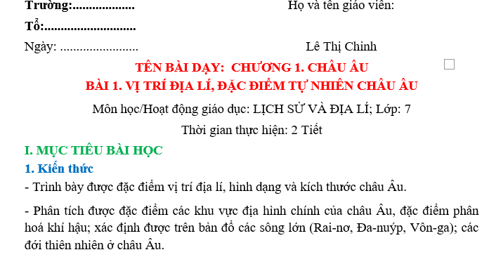 GIÁO ÁN ĐỊA LÝ VÀ LỊCH SỬ 7 ÔN LUYỆN HỌC KÌ I