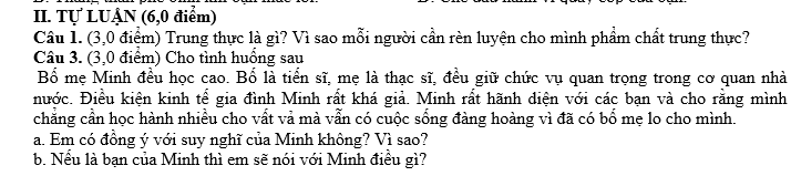 ĐỀ KIỂM TRA CUỐI KỲ I Môn: Giáo dục công dân – Lớp 7