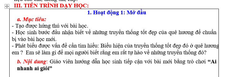 GIÁO ÁN GDCD lớp 7 TỰ HÀO TRUYỀN THỐNG QUÊ HƯƠNG