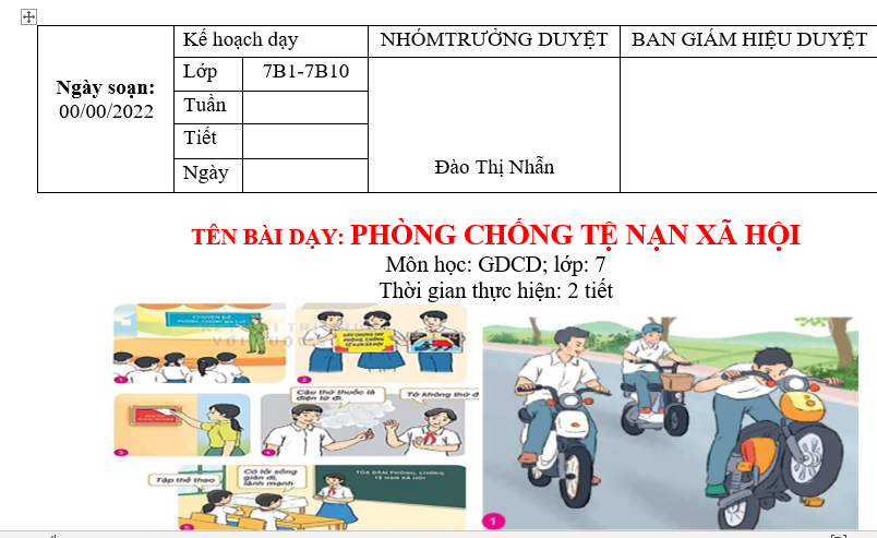 GIÁO ÁN GDCD lớp 7 PHÒNG CHỐNG TỆ NẠN XÃ HỘI