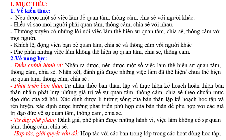 GIÁO ÁN GD.CD lớp 7 QUAN TÂM, CẢM THÔNG VÀ SẺ CHIA