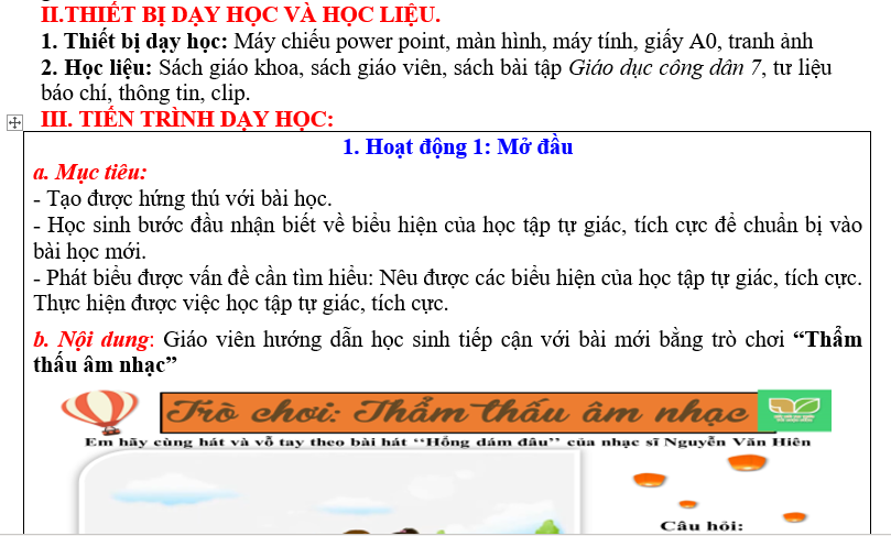 GIÁO ÁN GD.CD LỚP 7 HỌC TẬP TỰ GIÁC, TÍCH CỰC