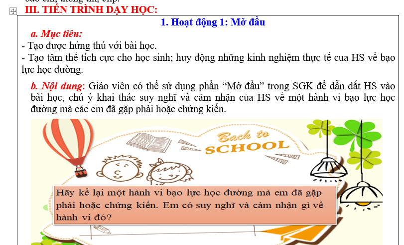 GIÁO ÁN GIẢNG DẠY GD.CD LỚP 7 : PHÒNG, CHỐNG BẠO LỰC HỌC ĐƯỜNG