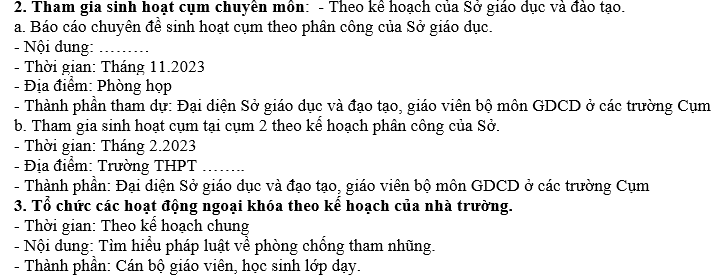 KẾ HOẠCH GIÁO DỤC CỦA GIÁO VIÊN MÔN HỌC GIÁO DỤC GIÁO DỤC CÔNG DÂN LỚP 7