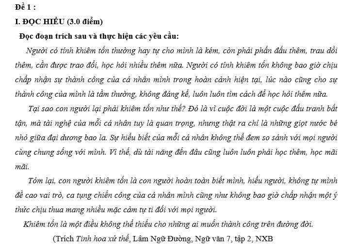 100 ĐỀ ĐỌC HIỂU VÀ NGHỊ LUẬN XÃ HỘI NGỮ LIỆU CÓ THỂ DÙNG CHO TỪ LỚP 6 ĐẾN LỚP 12