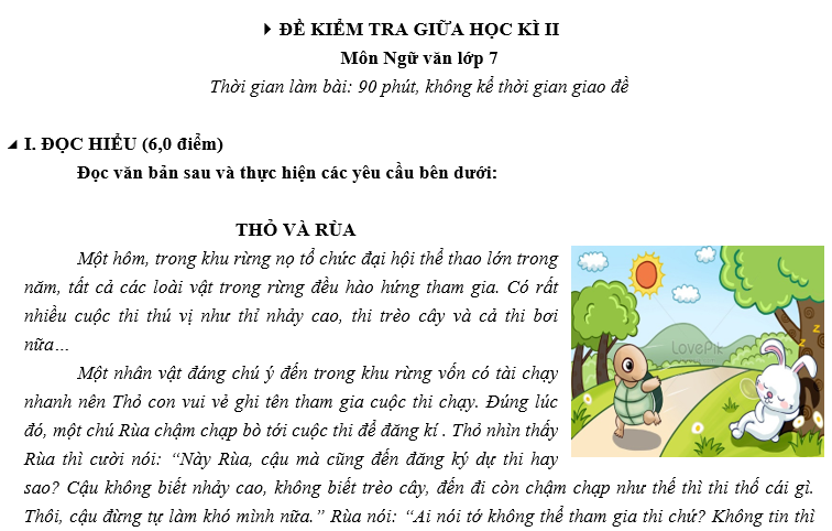 ĐỀ KIỂM TRA GIỮA HỌC KÌ II Môn Ngữ văn lớp 7