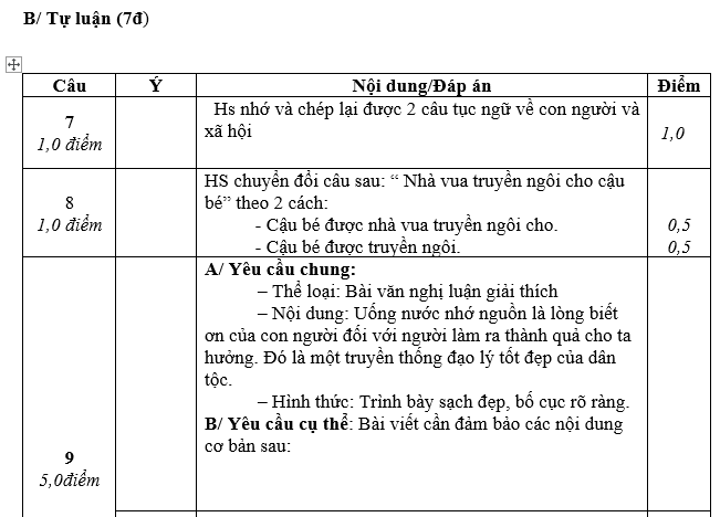 ĐỀ KIỂM TRA HỌC KỲ 2 - NĂM HỌC 2021 –2022 MÔN NGỮ VĂN 7