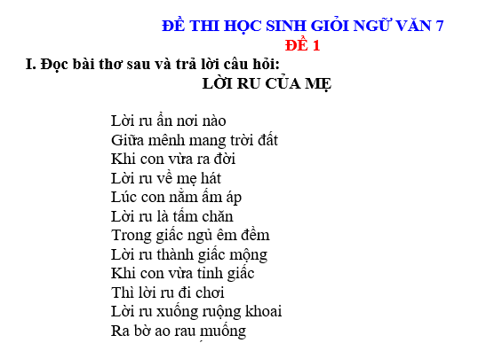 20 ĐỀ KIỂM TRA HỌC KỲ 2-NĂM HỌC 2021 –2022 MÔN NGỮ VĂN 7