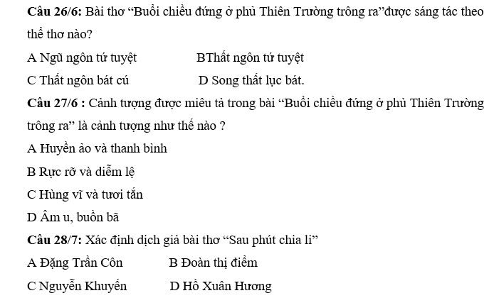 300 CÂU TRẮC NGHIỆM HỌC KỲ I NĂM HỌC 2021 –2022 MÔN NGỮ VĂN 7