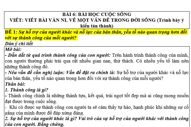 BỘ ĐOẠN VĂN DÀN Ý BÀI VĂN HK2 MÔN:NGỮ VĂN  LỚP 7 