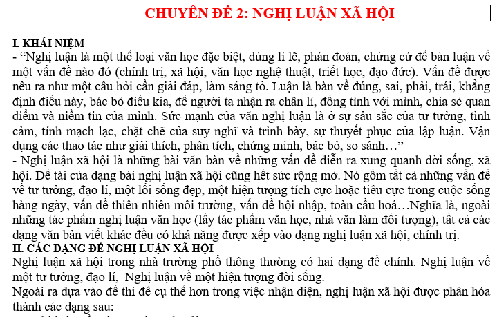 BỘ CHUYÊN ĐỀ VĂN LỚP 7 CHUYÊN ĐỀ 2: NGHỊ LUẬN XÃ HỘI