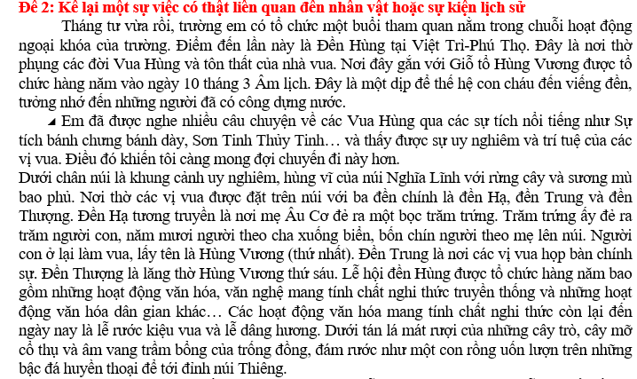 Bộ chuyên đề văn lớp 7 chuyên đề 3: Rèn kĩ năng viết kể lại một sự việc có thật liên quan đến nhân vật hoặc sự kiện lịch sử là một tài liệu tham khảo quý giá dành cho các học sinh. Bộ đề này được thiết kế để giúp học sinh rèn luyện kỹ năng viết tường thuật một cách chính xác và sinh động. Ngoài ra, bộ đề cũng giúp học sinh hiểu rõ hơn về các nhân vật hoặc sự kiện lịch sử quan trọng, từ đó nâng cao kiến thức và nhận thức của họ về lịch sử và văn học.  Kho đề này văn dành cho giáo viên, là nguồn tài liệu hữu ích để giáo viên có thể lên kế hoạch giảng dạy và thiết kế bài kiểm tra cho học sinh. Ngoài ra, kho đề cũng cung cấp cho giáo viên nhiều ý tưởng và phương pháp để hỗ trợ học sinh trong quá trình học tập và rèn luyện kỹ năng viết.   Tất cả các đề trong bộ chuyên đề này đều được thiết kế một cách cẩn thận và có tính thực tiễn cao, giúp học sinh dễ dàng áp dụng vào thực tế. Giáo viên cũng có thể sử dụng bộ đề này để tăng cường kiểm tra và đánh giá kỹ năng viết của học sinh.   Tóm lại, bộ chuyên đề văn lớp 7 chuyên đề 3: Rèn kĩ năng viết kể lại một sự việc có thật liên quan đến nhân vật hoặc sự kiện lịch sử là một tài liệu hữu ích cho cả học sinh và giáo viên. Đây là công cụ quan trọng để giúp học sinh phát triển kỹ năng viết và nâng cao kiến thức về lịch sử và văn học.