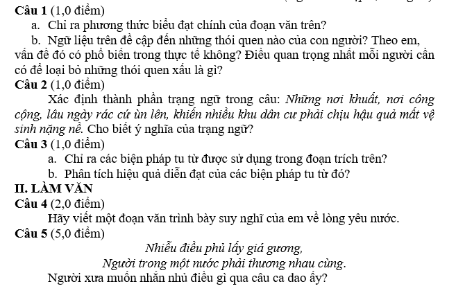 ĐỀ KIỂM TRA, ĐÁNH GIÁ CUỐI KÌ II Môn:Ngữ văn 7 Năm học:2021-2022