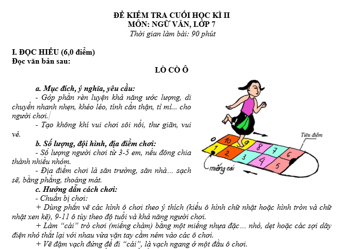 ĐỀ KIỂM TRA HỌC KÌ II Môn Ngữ văn lớp 7 Có Đáp Án