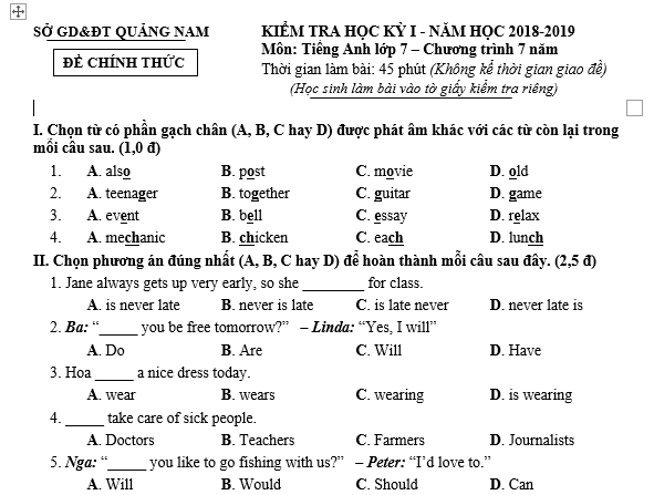 bài trắc nghiệm tiếng anh lớp 7, bài học tiếng anh lớp 7, bài giải tiếng anh lớp 7, bt tieng anh lop 7, bai tập tiếng anh lớp 7,