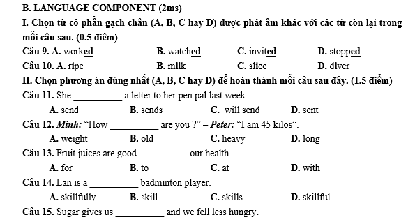 bài trắc nghiệm tiếng anh lớp 7, bài học tiếng anh lớp 7, bài giải tiếng anh lớp 7, bt tieng anh lop 7, bai tập tiếng anh lớp 7,