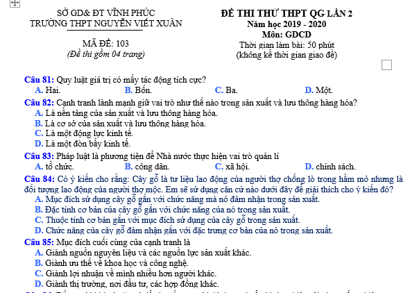 bo de thi, tổ hợp khxh, giải gdcd 12, giao duc cong dan 12, giao duc cong dan lop 12, thi THPT Quốc Gia,