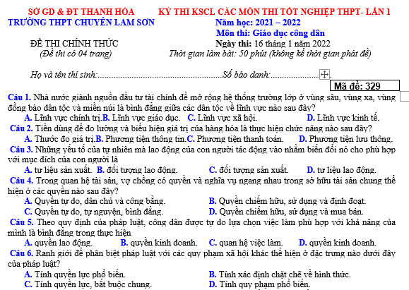 bo de thi, tổ hợp khxh, giải gdcd 12, giao duc cong dan 12, giao duc cong dan lop 12, thi THPT Quốc Gia,