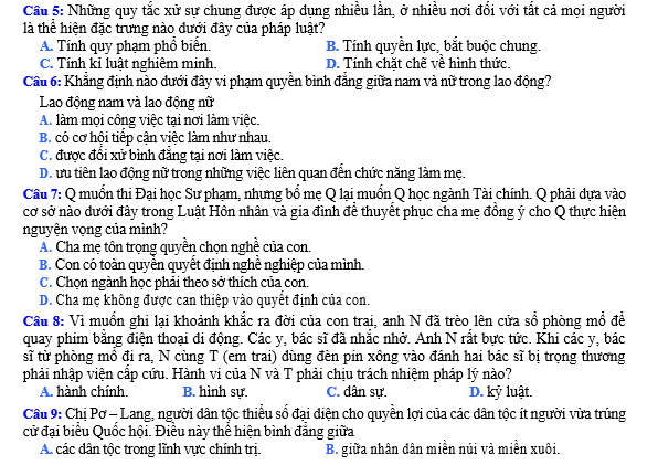 bo de thi, tổ hợp khxh, giải gdcd 12, giao duc cong dan 12, giao duc cong dan lop 12, thi THPT Quốc Gia,