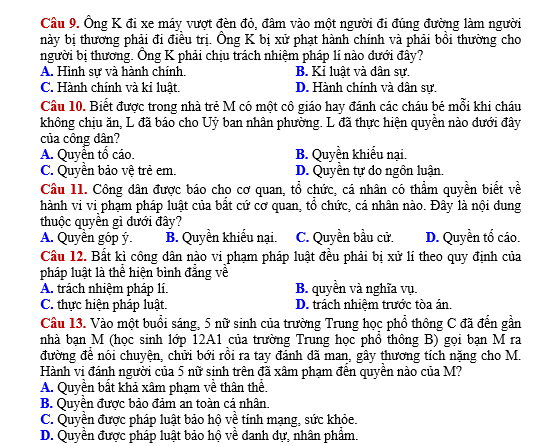 bo de thi, tổ hợp khxh, giải gdcd 12, giao duc cong dan 12, giao duc cong dan lop 12, thi THPT Quốc Gia,