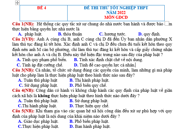 bo de thi, tổ hợp khxh, giải gdcd 12, giao duc cong dan 12, giao duc cong dan lop 12, thi THPT Quốc Gia,