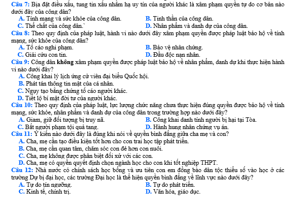 bo de thi, tổ hợp khxh, giải gdcd 12, giao duc cong dan 12, giao duc cong dan lop 12, thi THPT Quốc Gia,