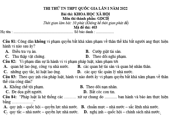 bo de thi, tổ hợp khxh, giải gdcd 12, giao duc cong dan 12, giao duc cong dan lop 12, thi THPT Quốc Gia,