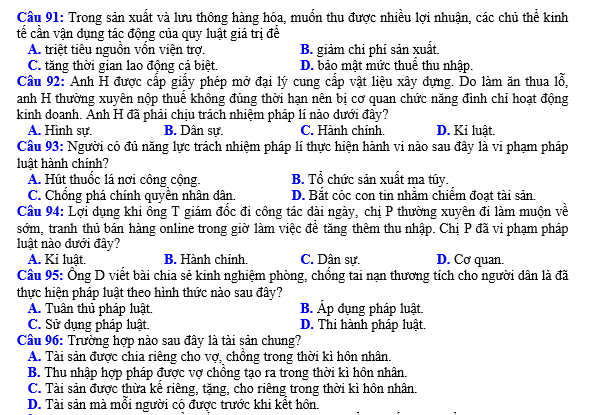 bo de thi, tổ hợp khxh, giải gdcd 12, giao duc cong dan 12, giao duc cong dan lop 12, thi THPT Quốc Gia,