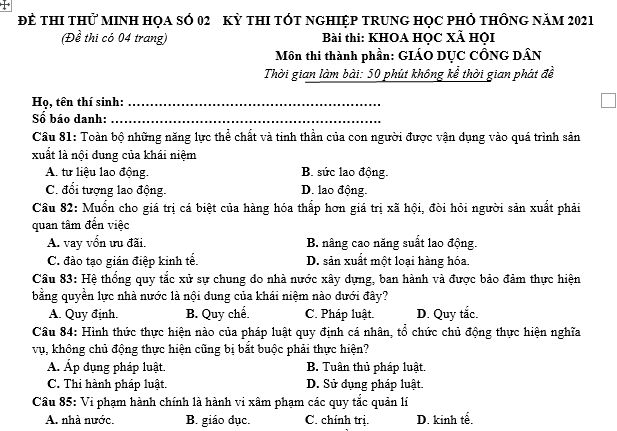 bo de thi, tổ hợp khxh, giải gdcd 12, giao duc cong dan 12, giao duc cong dan lop 12, thi THPT Quốc Gia,