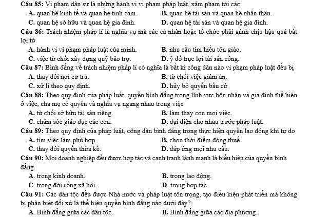 bo de thi, tổ hợp khxh, giải gdcd 12, giao duc cong dan 12, giao duc cong dan lop 12, thi THPT Quốc Gia,