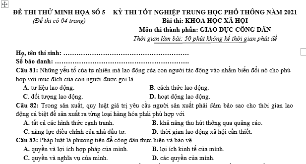 bo de thi, tổ hợp khxh, giải gdcd 12, giao duc cong dan 12, giao duc cong dan lop 12, thi THPT Quốc Gia,