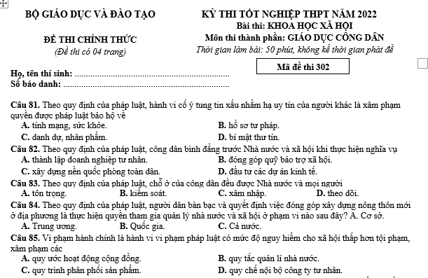 bo de thi, tổ hợp khxh, giải gdcd 12, giao duc cong dan 12, giao duc cong dan lop 12, thi THPT Quốc Gia,