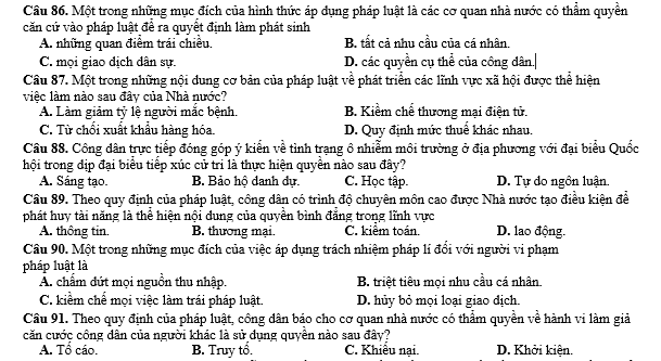 bo de thi, tổ hợp khxh, giải gdcd 12, giao duc cong dan 12, giao duc cong dan lop 12, thi THPT Quốc Gia,