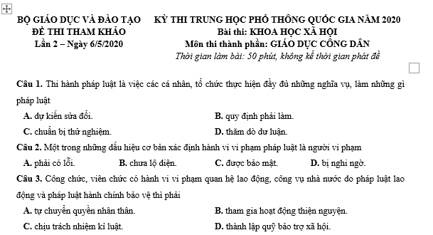 bo de thi, tổ hợp khxh, giải gdcd 12, giao duc cong dan 12, giao duc cong dan lop 12, thi THPT Quốc Gia,