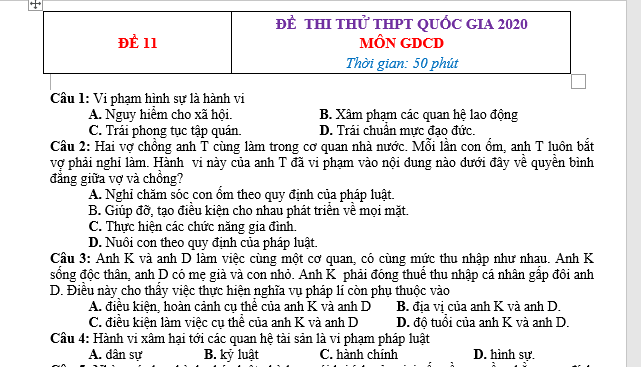 bo de thi, tổ hợp khxh, giải gdcd 12, giao duc cong dan 12, giao duc cong dan lop 12, thi THPT Quốc Gia,