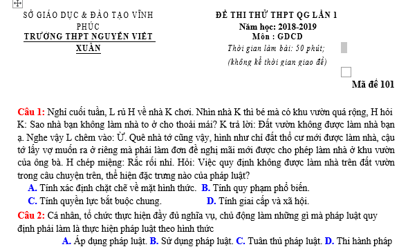 bo de thi, tổ hợp khxh, giải gdcd 12, giao duc cong dan 12, giao duc cong dan lop 12, thi THPT Quốc Gia,