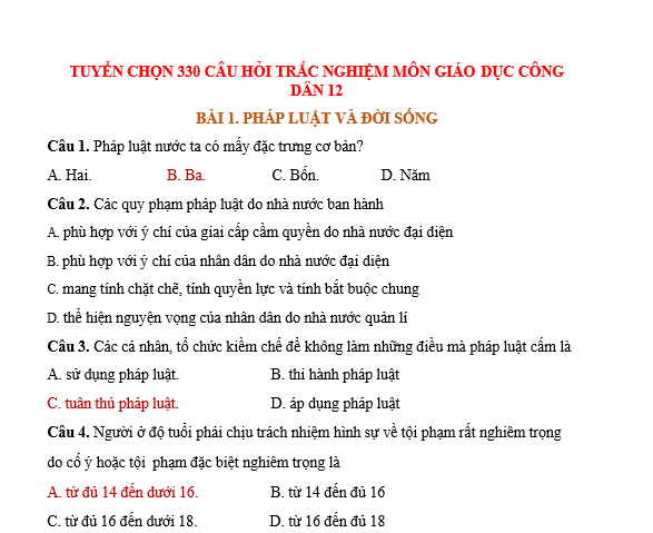 bo de thi, tổ hợp khxh, giải gdcd 12, giao duc cong dan 12, giao duc cong dan lop 12, thi THPT Quốc Gia,