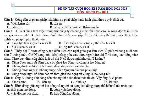 bo de thi, tổ hợp khxh, giải gdcd 12, giao duc cong dan 12, giao duc cong dan lop 12, thi THPT Quốc Gia,