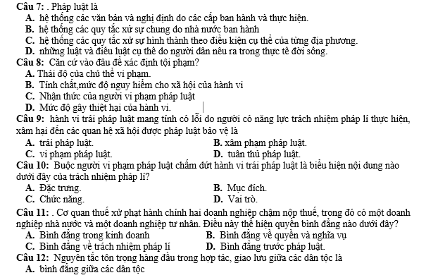 bo de thi, tổ hợp khxh, giải gdcd 12, giao duc cong dan 12, giao duc cong dan lop 12, thi THPT Quốc Gia,