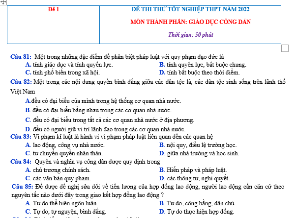 bo de thi, tổ hợp khxh, giải gdcd 12, giao duc cong dan 12, giao duc cong dan lop 12, thi THPT Quốc Gia,