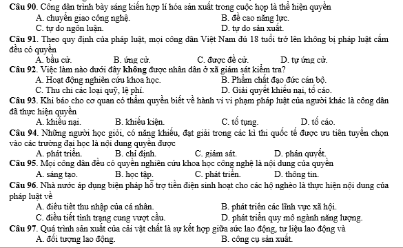 bo de thi, tổ hợp khxh, giải gdcd 12, giao duc cong dan 12, giao duc cong dan lop 12, thi THPT Quốc Gia,