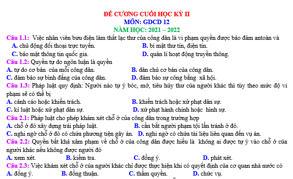 bo de thi, tổ hợp khxh, giải gdcd 12, giao duc cong dan 12, giao duc cong dan lop 12, thi THPT Quốc Gia,