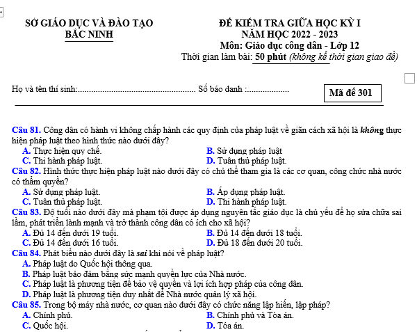 bo de thi, tổ hợp khxh, giải gdcd 12, giao duc cong dan 12, giao duc cong dan lop 12, thi THPT Quốc Gia,