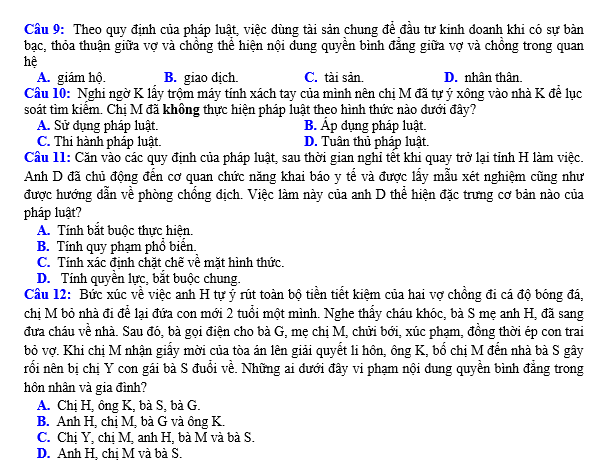 bo de thi, tổ hợp khxh, giải gdcd 12, giao duc cong dan 12, giao duc cong dan lop 12, thi THPT Quốc Gia,